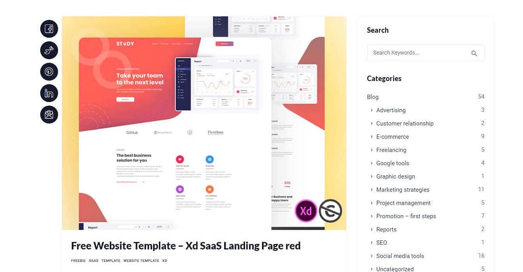 Xd SaaS Landing Page red