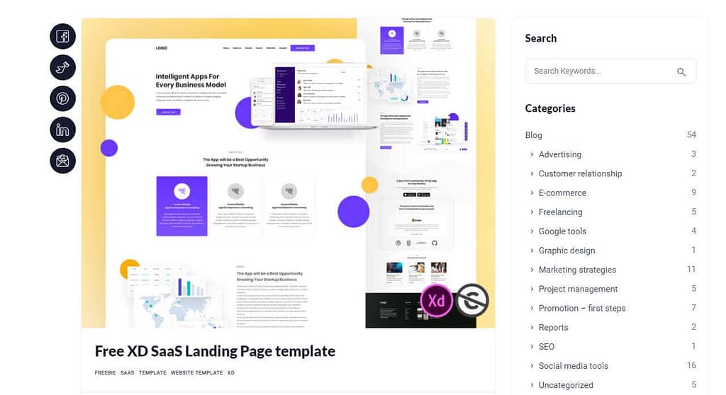 XD SaaS Landing Page template