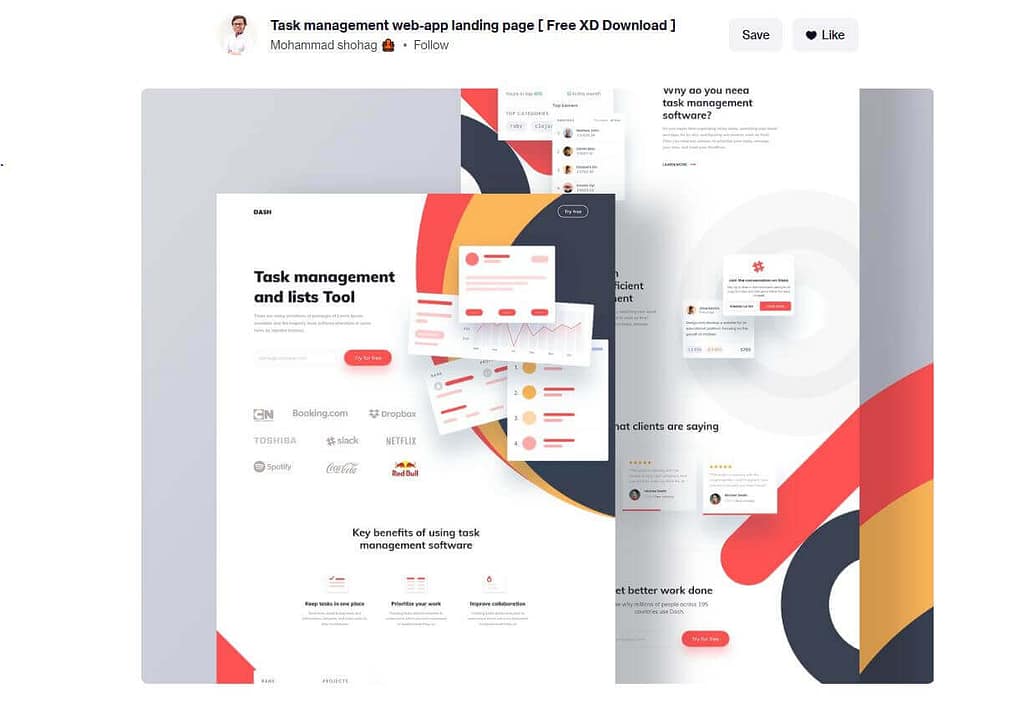 Task management web-app landing page